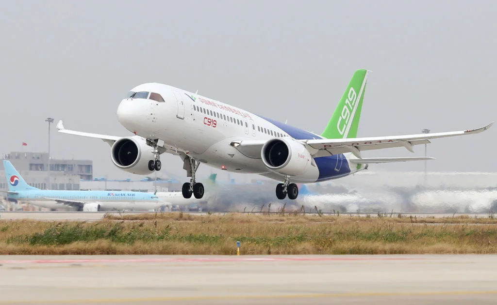 China’s domestically produced C919 passenger aircraft makes its official international debut in Singapore.