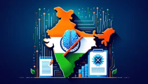 DALL·E 2024-03-18 12.09.27 - A modern, minimalistic vector style image depicting a symbolic representation of India deciding against implementing regulations for AI model launches