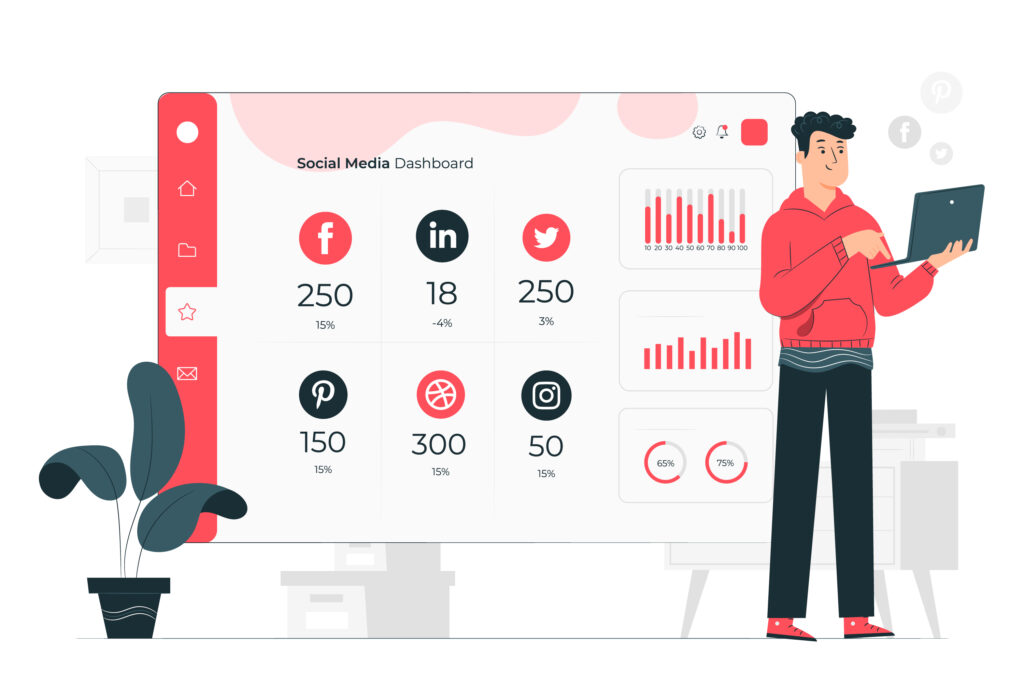Social dashboard concept illustration