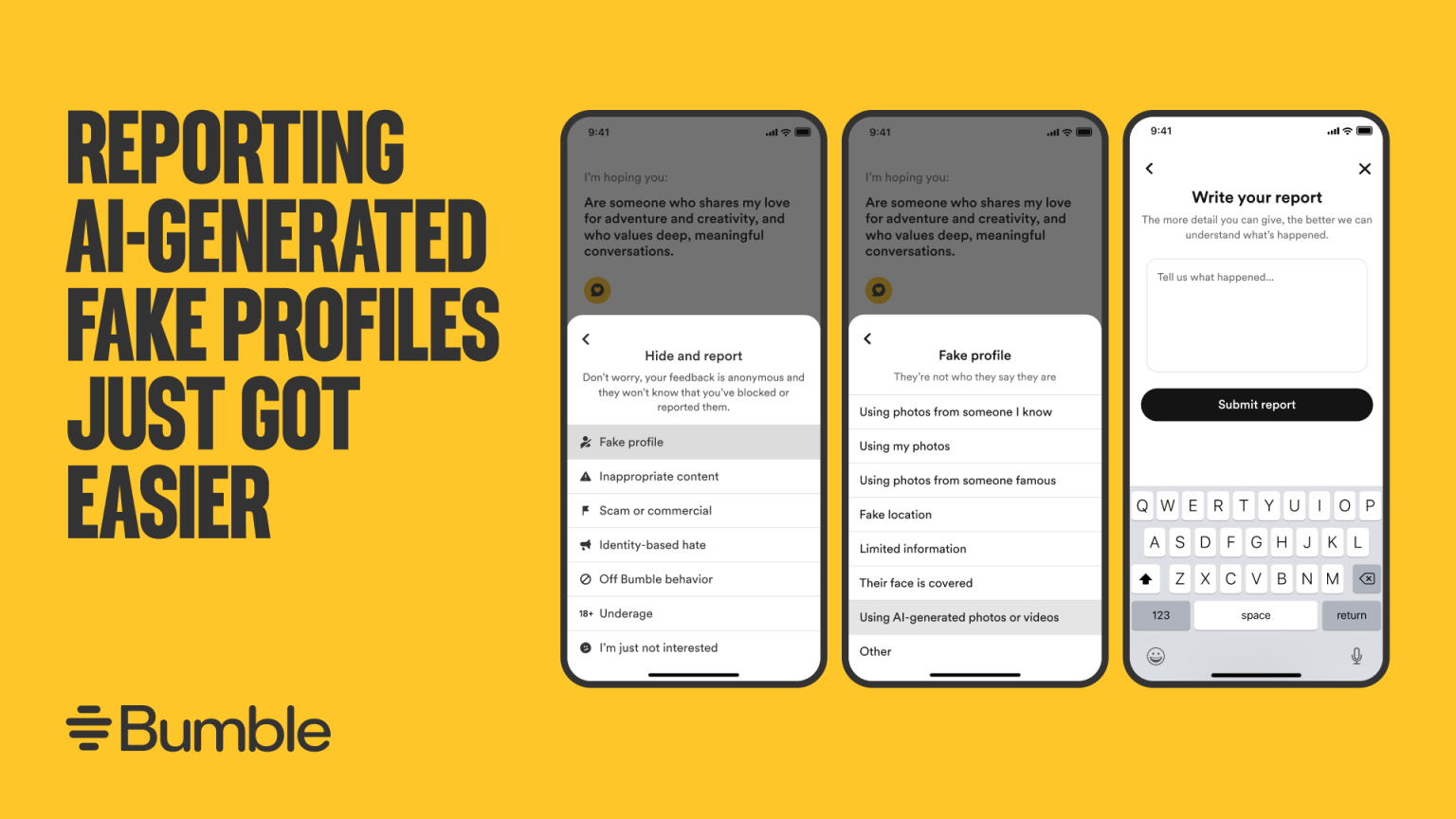 Bumble Users Can Now Report AI-Generated Profiles to Combat Scams