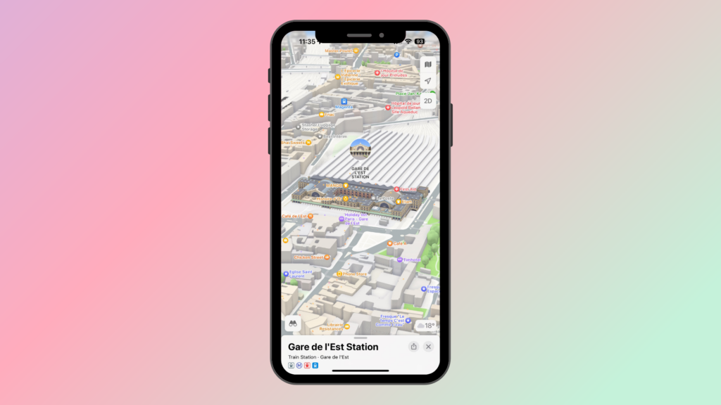 3D view of Gare de l'Est on Apple Maps