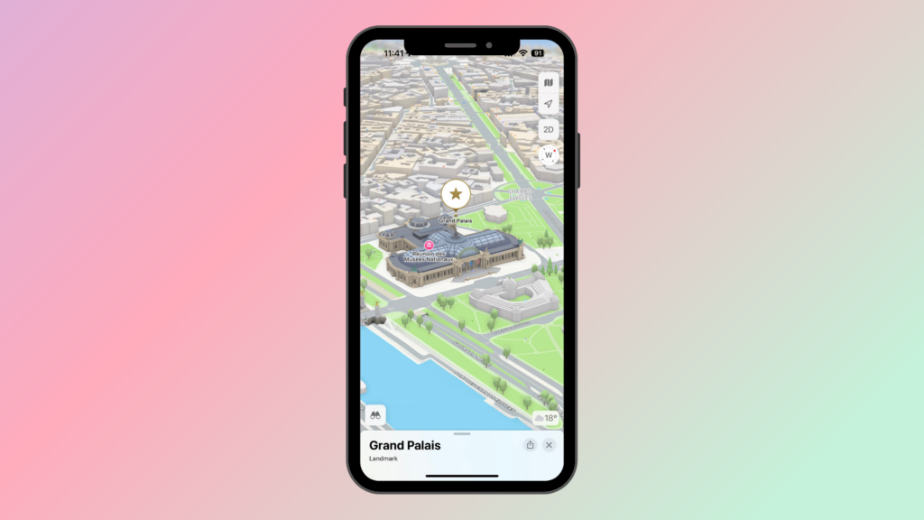 3D view of Grand Palais on Apple Maps