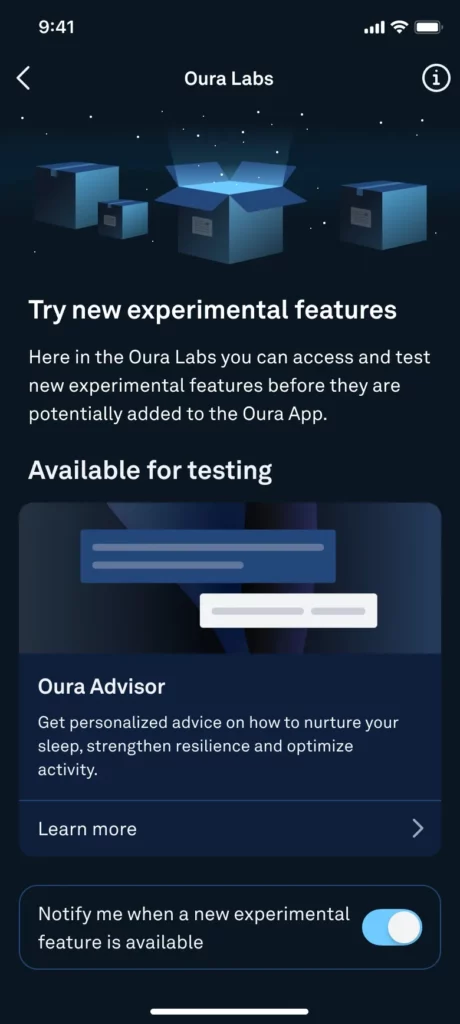 Oura Labs Oura Advisor opt in option