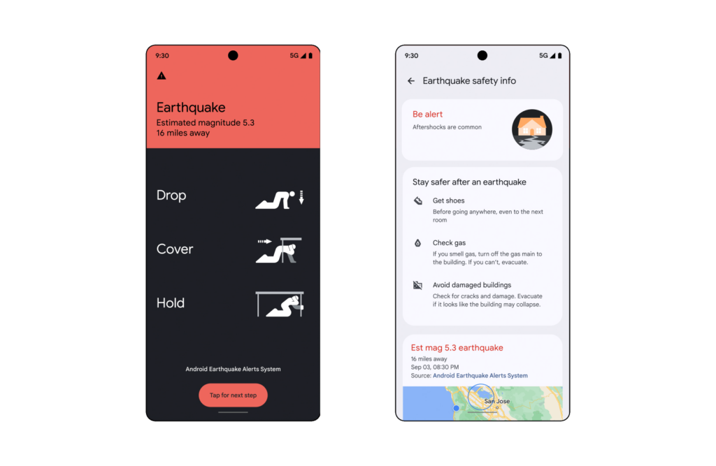 Android 15 earthquake alert system