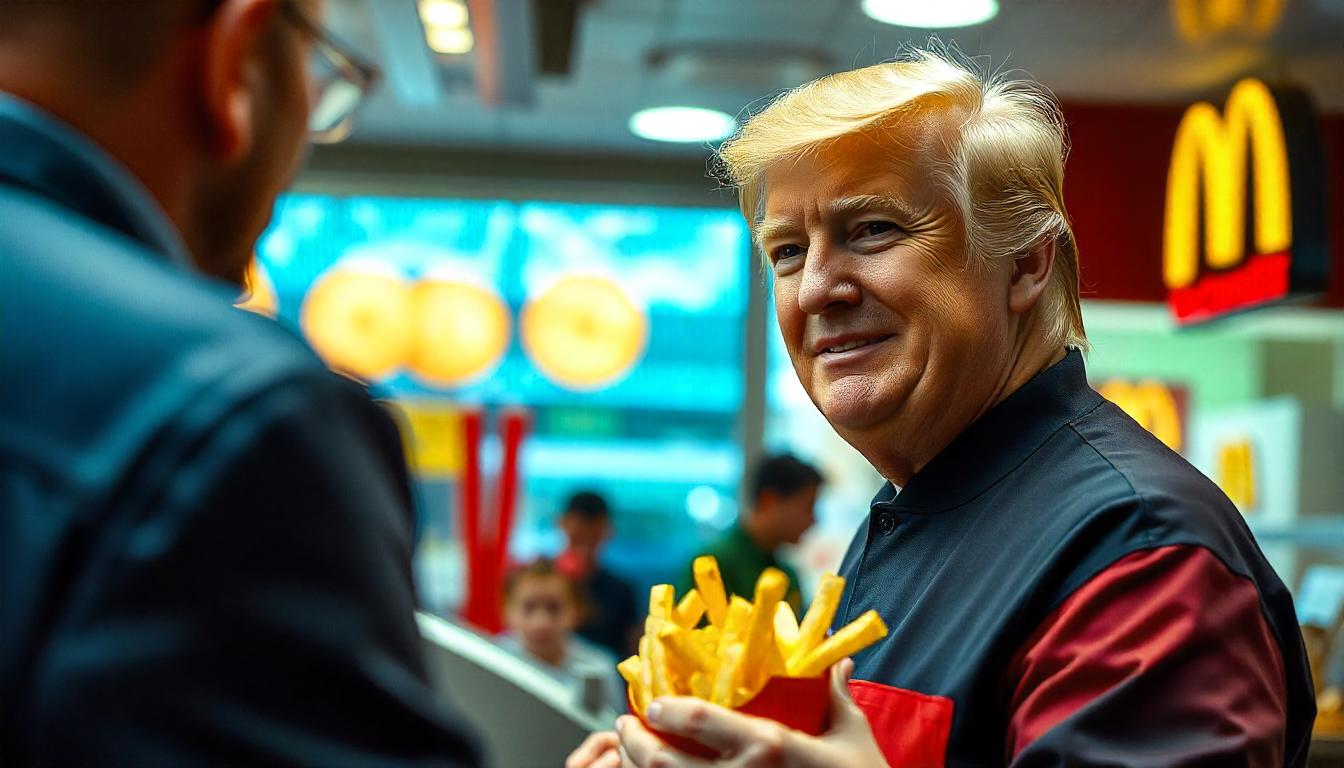 Trump Trolls Harris with French Fry Stunt at Pennsylvania McDonald’s