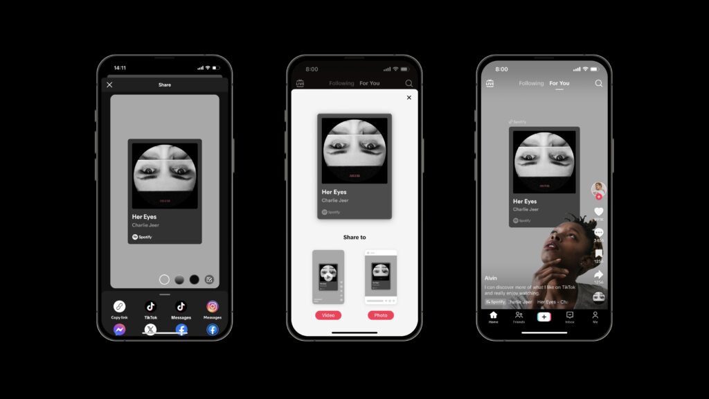 'Share to TikTok' feature on Spotify