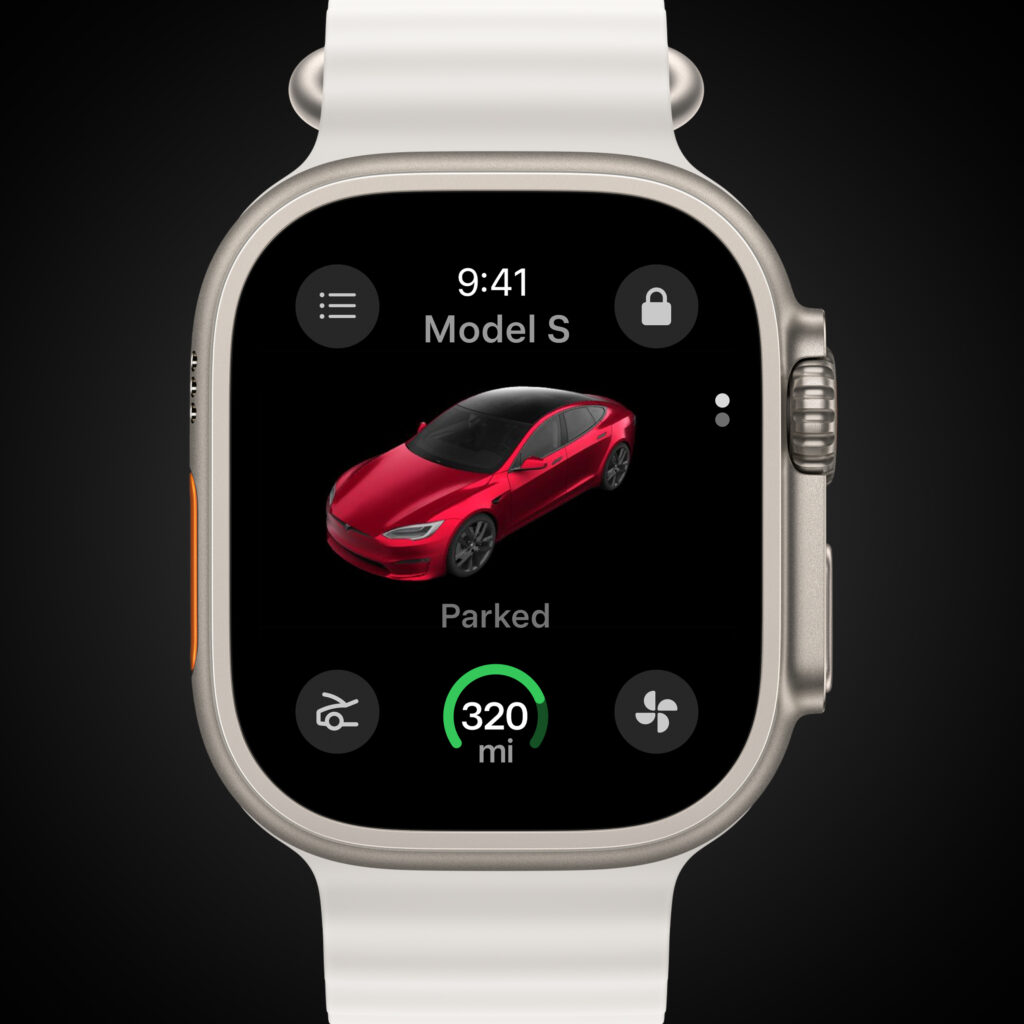 Tesla’s new Apple Watch app.